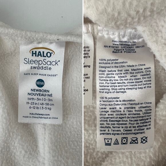 Halo Micro-Fleece SleepSack Swaddle cream ivory off-white - Picture 4 of 6